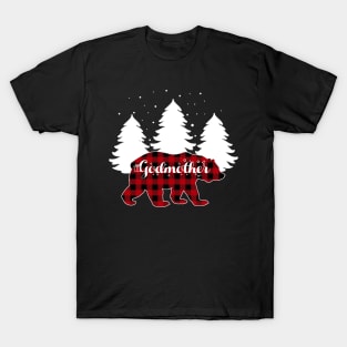 Buffalo Red Plaid Godmother Bear Matching Family Christmas T-Shirt